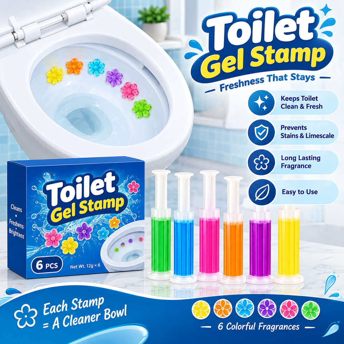 Flower Stamp Toilet Gel Cleaner With Floral Freshness