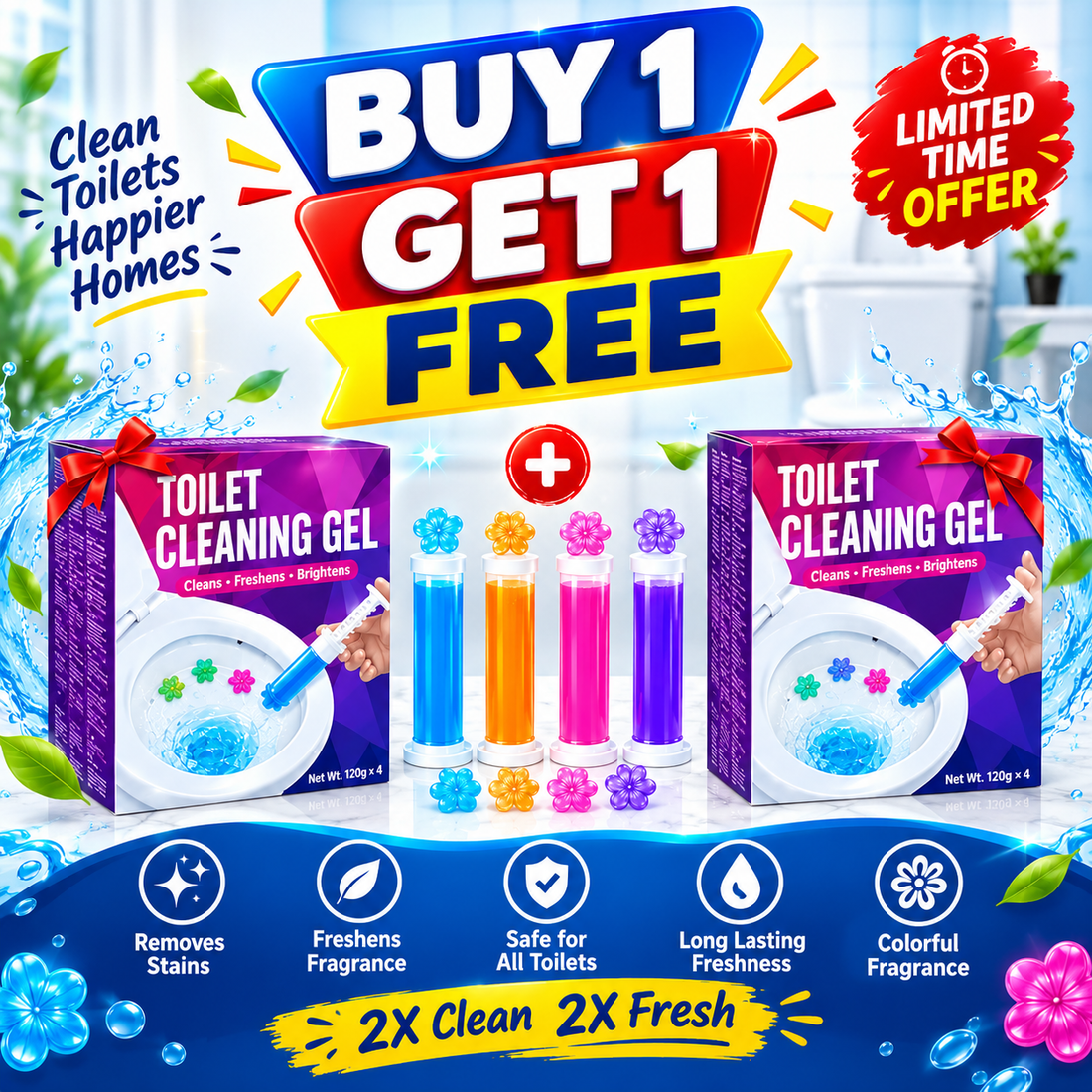 Flower Stamp Toilet Gel Cleaner With Floral Freshness