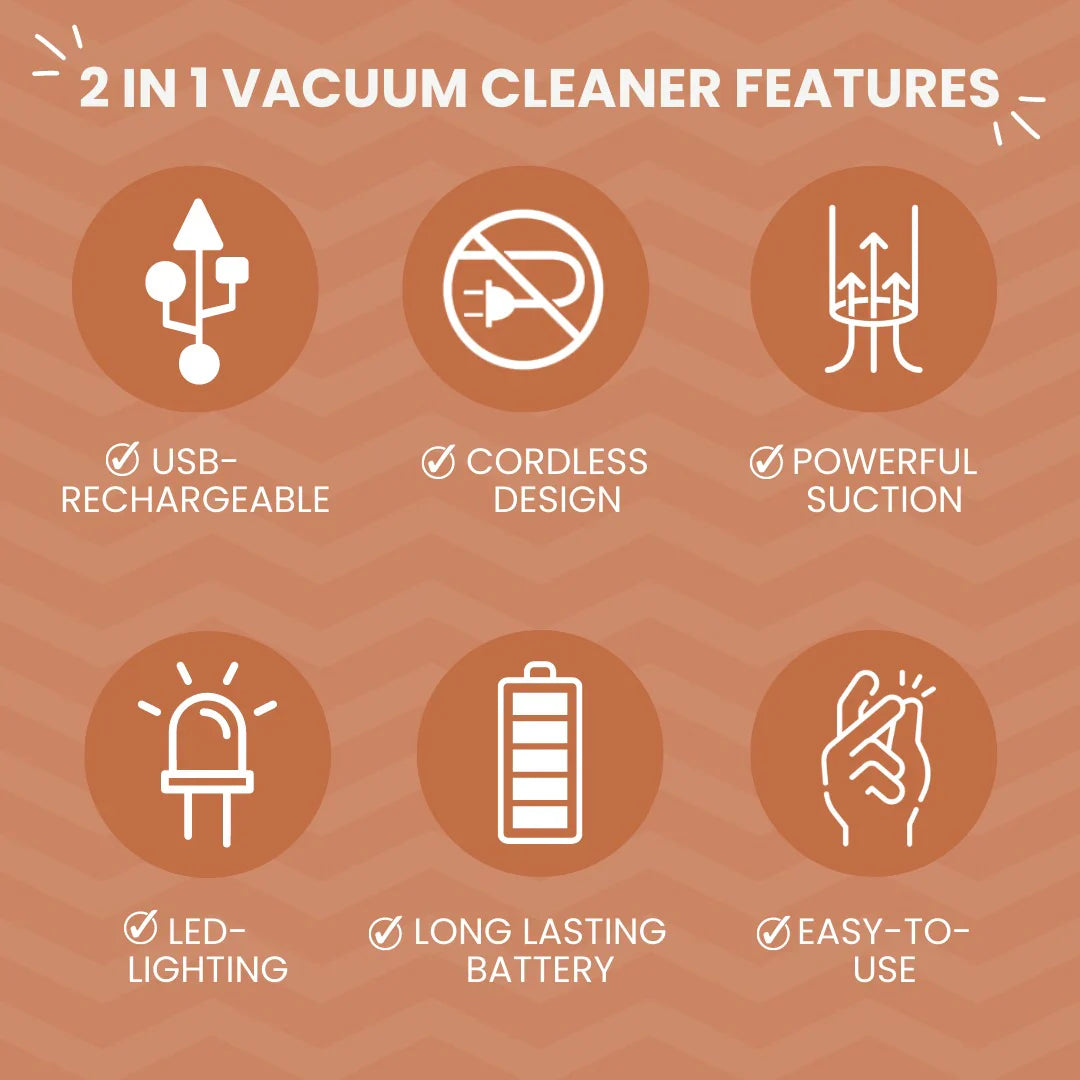 USB Rechargeable Wireless Portable Vacuum Cleaner - HomeHq